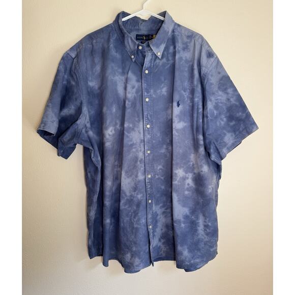 Polo Ralph Lauren Men's 3 XL 3XB Button Short Sleeve Tie Dye Pony Shirt - Picture 1 of 12